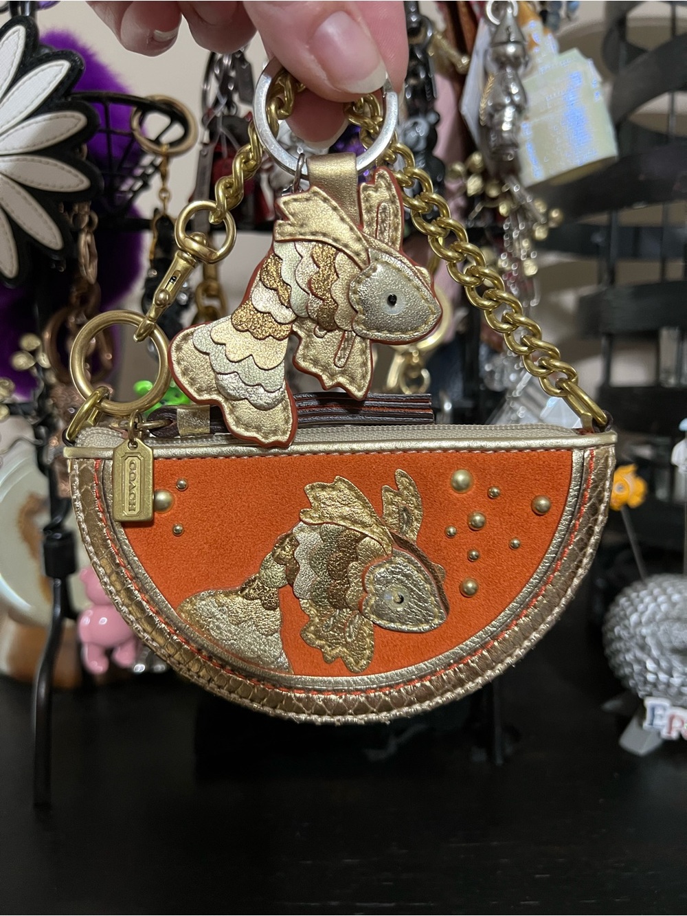 Vintage Coach Koi fish keychain and Koi fish coin purse